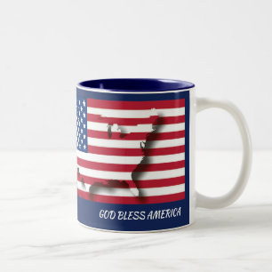 Tasse 2 Couleurs Patriotique DIEU BÉNÉFICIE AMÉRIQUE chrétienne