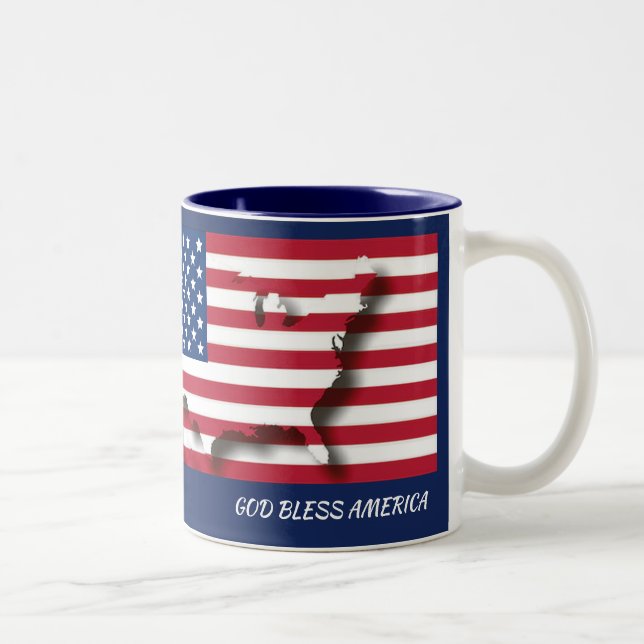 Tasse 2 Couleurs Patriotique DIEU BÉNÉFICIE AMÉRIQUE chrétienne (Droit)