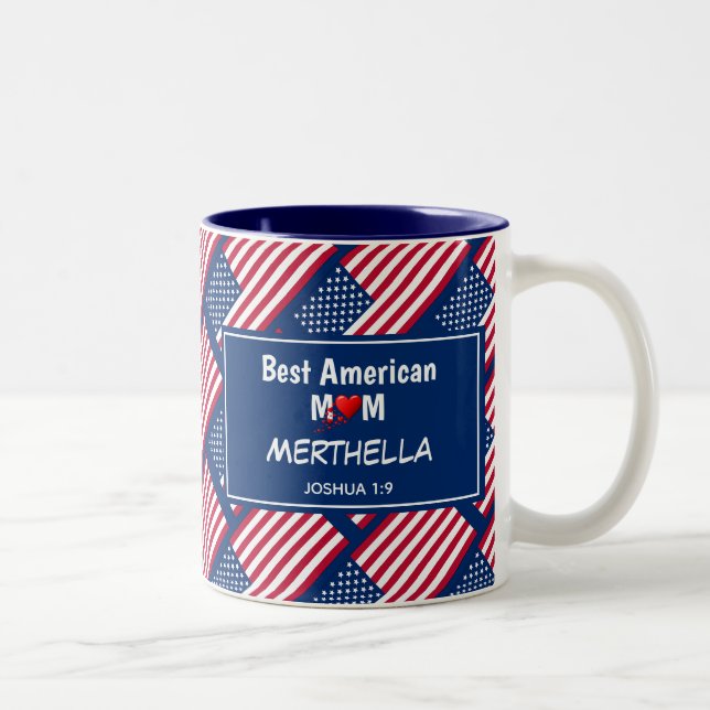 Tasse 2 Couleurs Patriotique MEILLEUR MOM AMÉRICAIN (Droit)