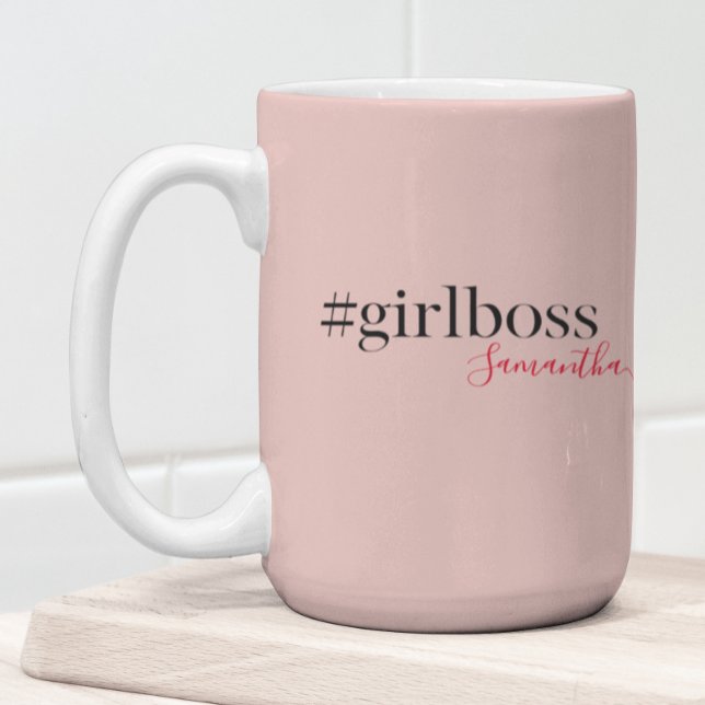 Tasse 2 Couleurs Patron et nom de fille rose moderne | best Girly G (Créateur téléchargé)