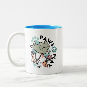 Tasse 2 Couleurs Pattes et Jeux – Illustration de Chat Adorable