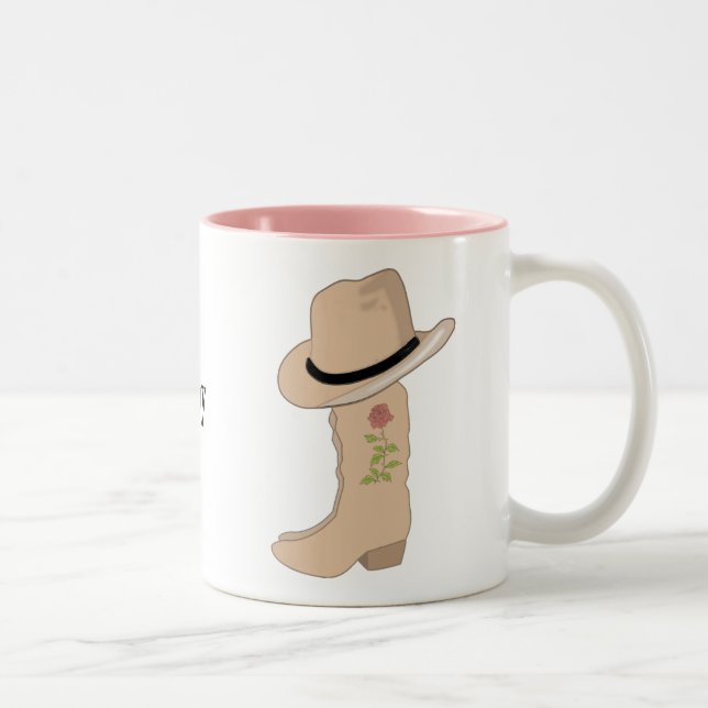 Tasse 2 Couleurs Pays Casquette beige et Bottes avec Fleur (Droit)