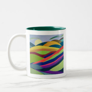 Tasse 2 Couleurs Paysage de collines arc-en-ciel