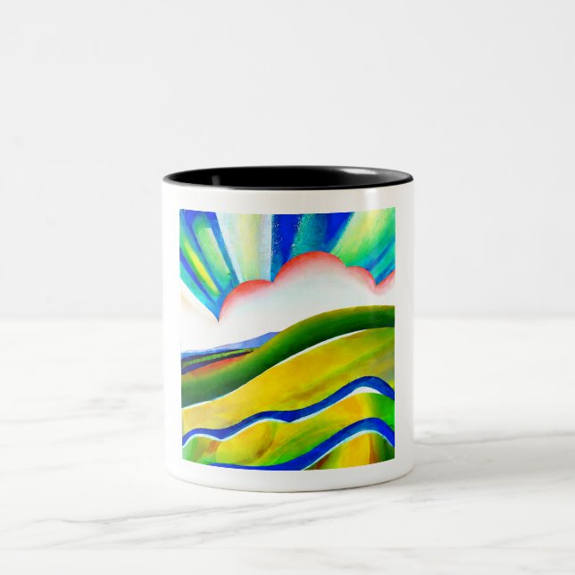 Tasse 2 Couleurs Paysage de Sunburst Rainbow (Centre)