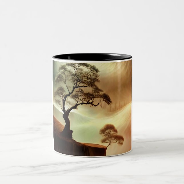 Tasse 2 Couleurs Paysage des arbres du désert (Centre)