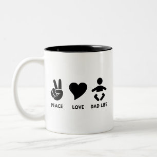 Tasse 2 Couleurs Peace Love Papa Life Funny New Papa Fête des pères