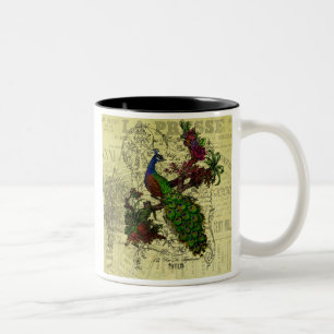 Tasse 2 Couleurs Peacock vintage sur les vêtements et les cadeaux d