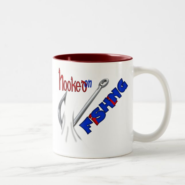 Tasse 2 Couleurs Pêche Amusante Accrochée À La Pêche (Droit)