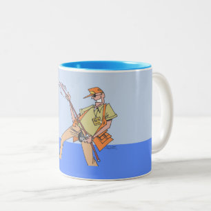 Tasse 2 Couleurs Pêcheur bleu gauche main deux tons muet