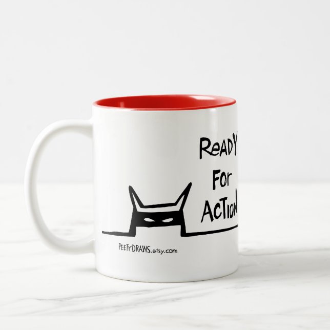 Tasse 2 Couleurs Peety dessine - préparez pour l'action (Gauche)