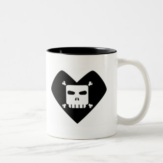 Tasse 2 Couleurs Peines de matin - coeur de crâne