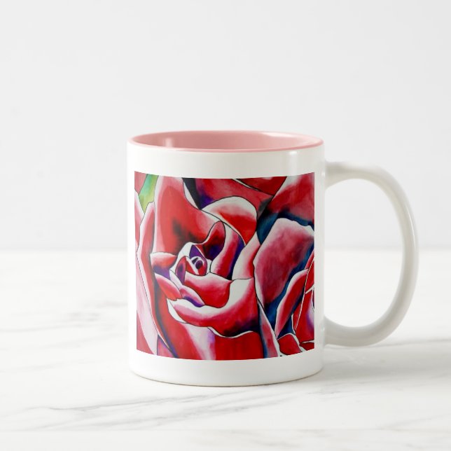 Tasse 2 Couleurs Peinture d'aquarelle rose Roses (Droit)