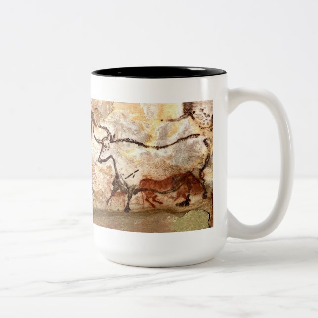 Tasse 2 Couleurs Peinture de caverne de Lascaux : Taureaux (Droit)