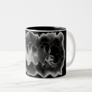 Tasse 2 Couleurs peinture d'orchidée noire et blanche florale tripa