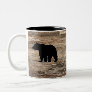 Tasse 2 Couleurs Peinture en bois d'ours noir style rustique