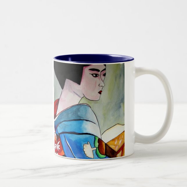 Tasse 2 Couleurs peinture originale d'aquarelle japonaise Geisha (Droit)