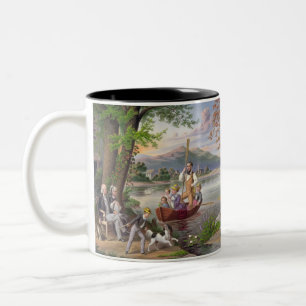 Tasse 2 Couleurs Peinture vintage de la vie familiale