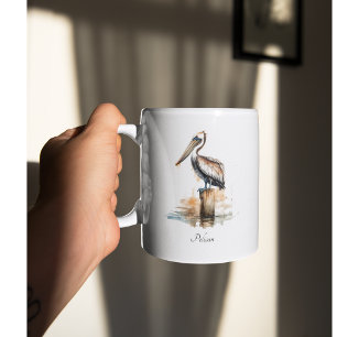 Tasse 2 Couleurs Pelican debout sur un poteau