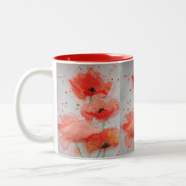 Tasse 2 Couleurs Pépites rouges brillantes Aquarelle Anniversaire F (Gauche)