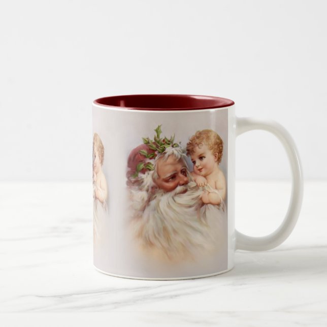 Tasse 2 Couleurs Père Noël et Cherub du Vieux Monde (Droit)