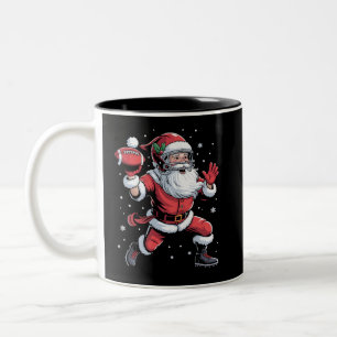 Tasse 2 Couleurs Père Noël Jouant au football américain Noël