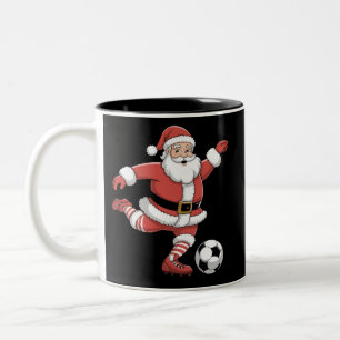 Tasse 2 Couleurs Père Noël Joue au Football Noël Sports