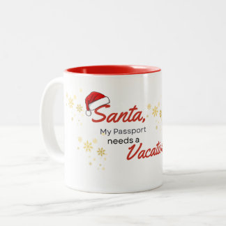 Tasse 2 Couleurs Père Noël, mon passeport a besoin de vacances