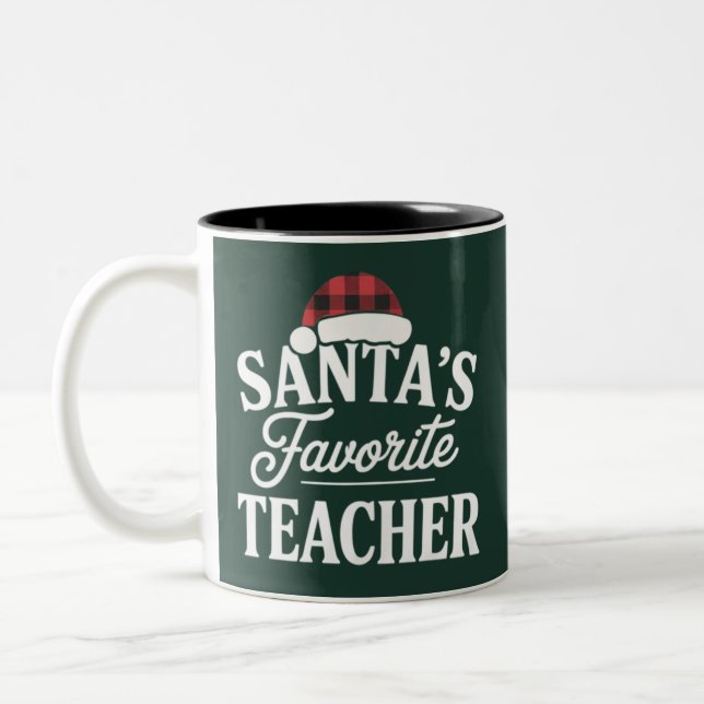 Tasse 2 Couleurs Père Noël Professeur Préféré Enseignant Noël Ensei (Gauche)