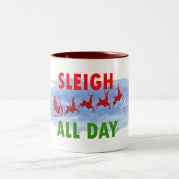 Tasse 2 Couleurs père Noël traîneau toute la journée mignonne bonbo