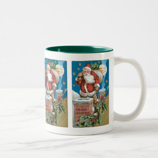 Tasse 2 Couleurs Père Noël vintage avec Lune (Droit)