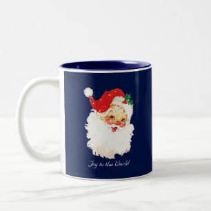 Tasse 2 Couleurs Père Noël vintage sur fond bleu marine