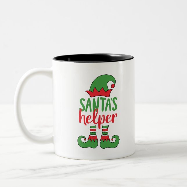 Tasse 2 Couleurs Père Noël's Helper Cute Cartoon Elf Dessin Cute El (Gauche)