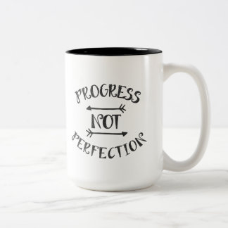 Tasse 2 Couleurs Perfection de progrès pas - gris-foncé