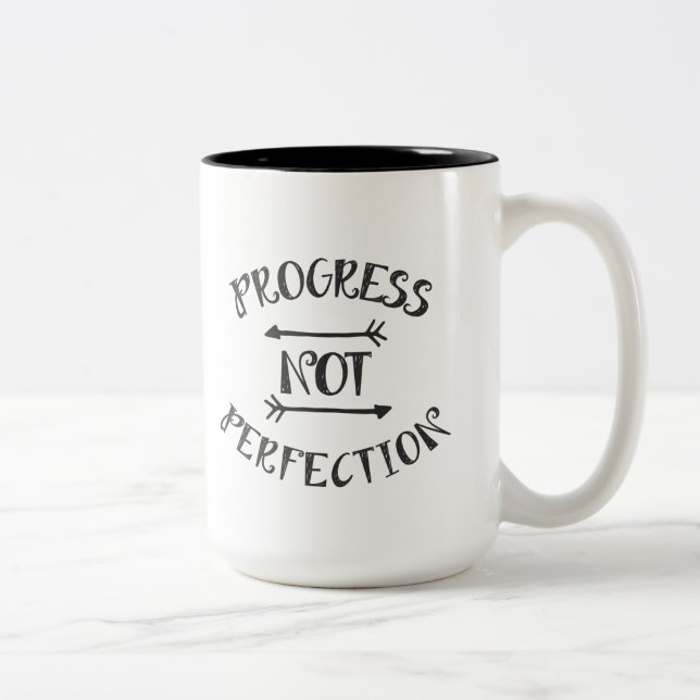 Tasse 2 Couleurs Perfection de progrès pas - gris-foncé (Droit)