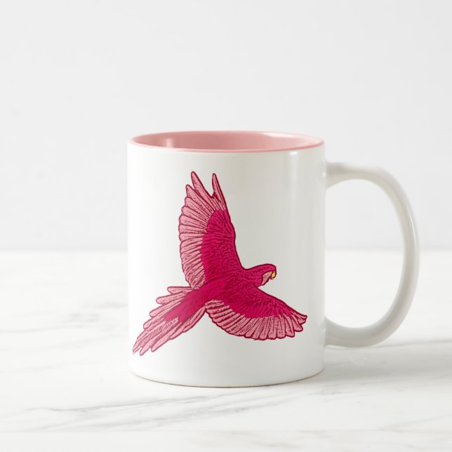 Tasse 2 Couleurs Perroquet en vol, Fuchsia et rose clair (Droit)
