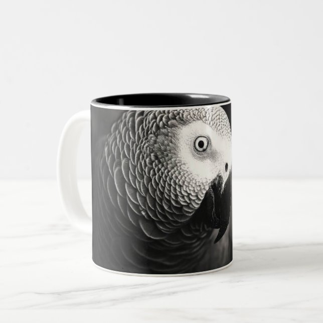 Tasse 2 Couleurs Perroquet gris d'Afrique (Devant gauche)