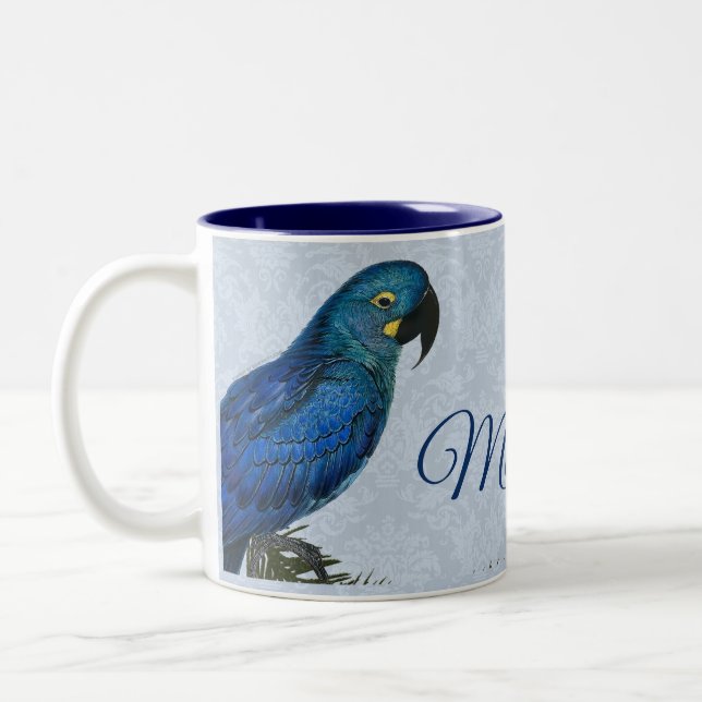 Tasse 2 Couleurs Perroquet macaw avec Damask (Gauche)
