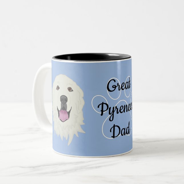 Tasse 2 Couleurs Personalisé Grand Pyrénées Papa/Maman  (Devant gauche)