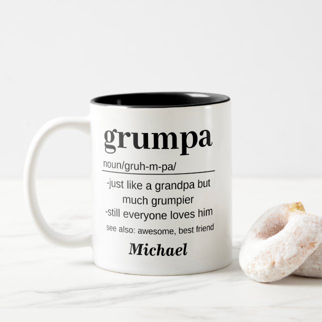 Tasse 2 Couleurs Personalized Grumpa Definition Funny Grandpa (Avec donut)