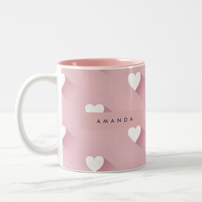Tasse 2 Couleurs Personalized Kawaii Soft Pink Heart  (Gauche)