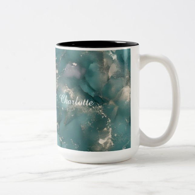 Tasse 2 Couleurs Personalized Luxury Marble Pattern Custom Name  (Droit)