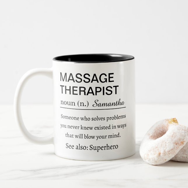 Tasse 2 Couleurs Personalized Massage Therapist Funny Definition (Avec donut)