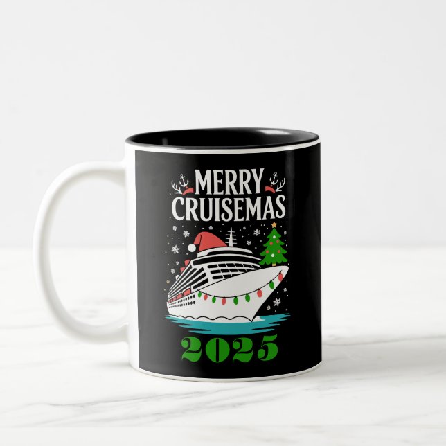 Tasse 2 Couleurs Personalized Merry Cruisemas Cruise Ship Family  (Gauche)