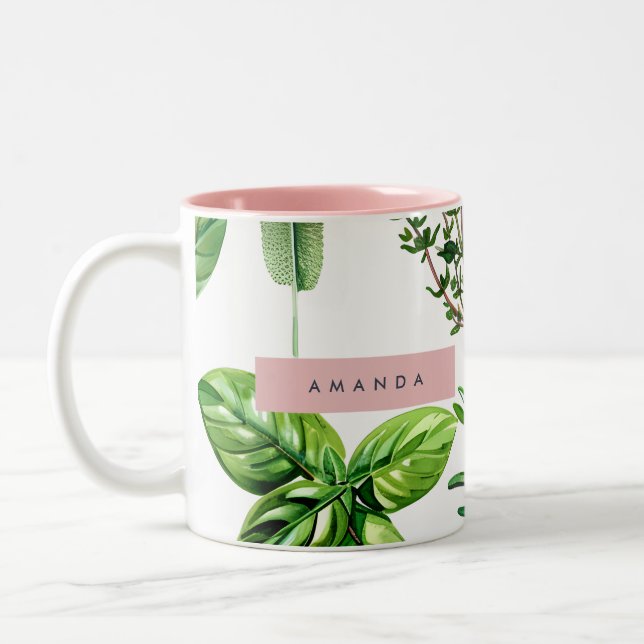 Tasse 2 Couleurs Personalized Pastel Lush Garden Herbs  (Gauche)
