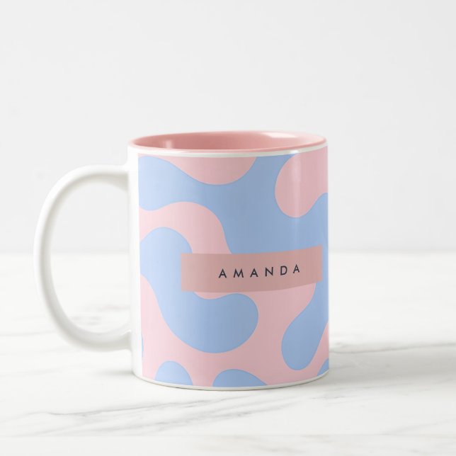 Tasse 2 Couleurs Personalized Pastel Pink and Baby Blue Abstract (Gauche)