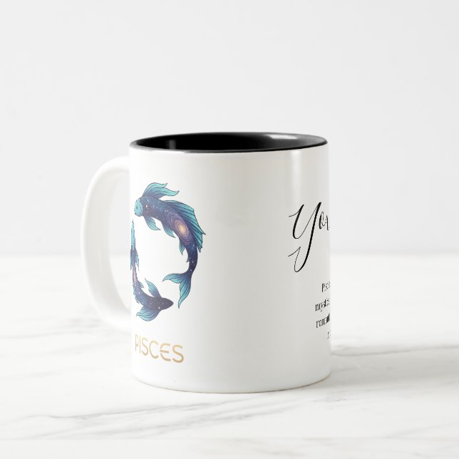Tasse 2 Couleurs "Personalized Pisces Zodiac sign Name and traits (Devant gauche)