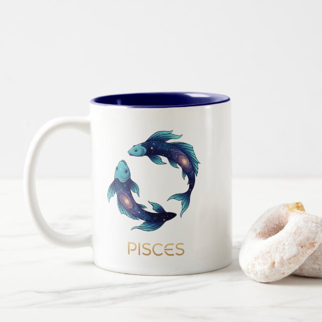 Tasse 2 Couleurs "Personalized Pisces Zodiac sign Name and traits (Avec donut)