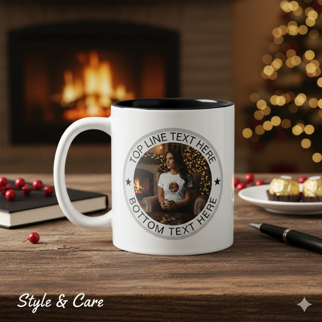 Tasse 2 Couleurs Personalized Round Photo Text Mark Gift (Personalized Round Photo Text Mark Gift Two-Tone Coffee Mug)