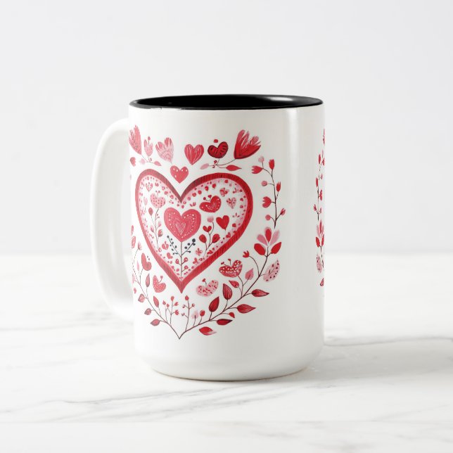 Tasse 2 Couleurs Personalized Valentine Coffee Mug (Devant gauche)