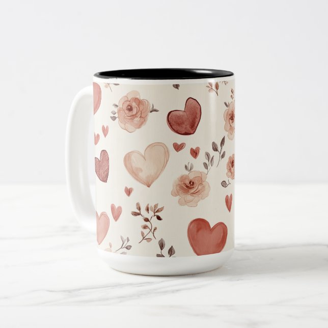 Tasse 2 Couleurs Personalized Valentine Coffee Mug (Devant gauche)